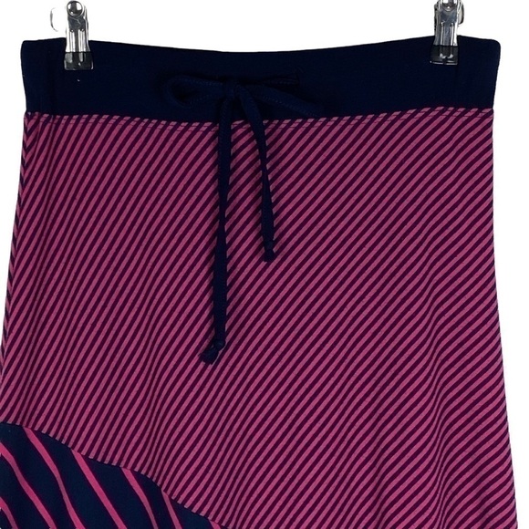 Maurices Pink Navy Blue Striped Maxi Skirt Women's Small Drawstring - Picture 3 of 8